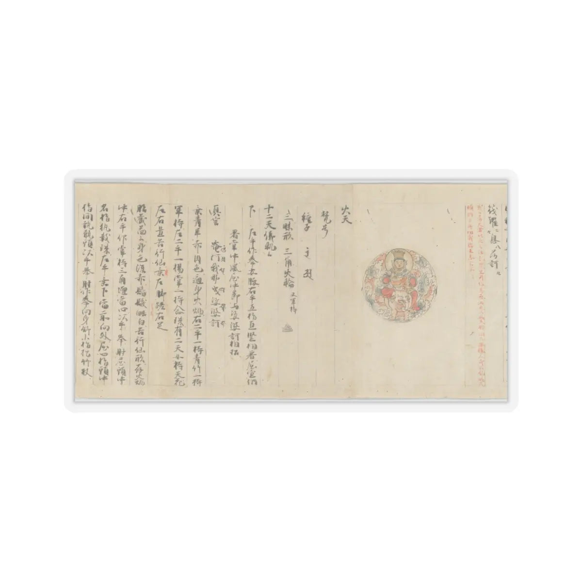 unknown - Scroll 9 of Collected Iconography (Zuzōshō)- Ten (Devas) - 13th century v21 - STICKER Vinyl Kiss-Cut Decal