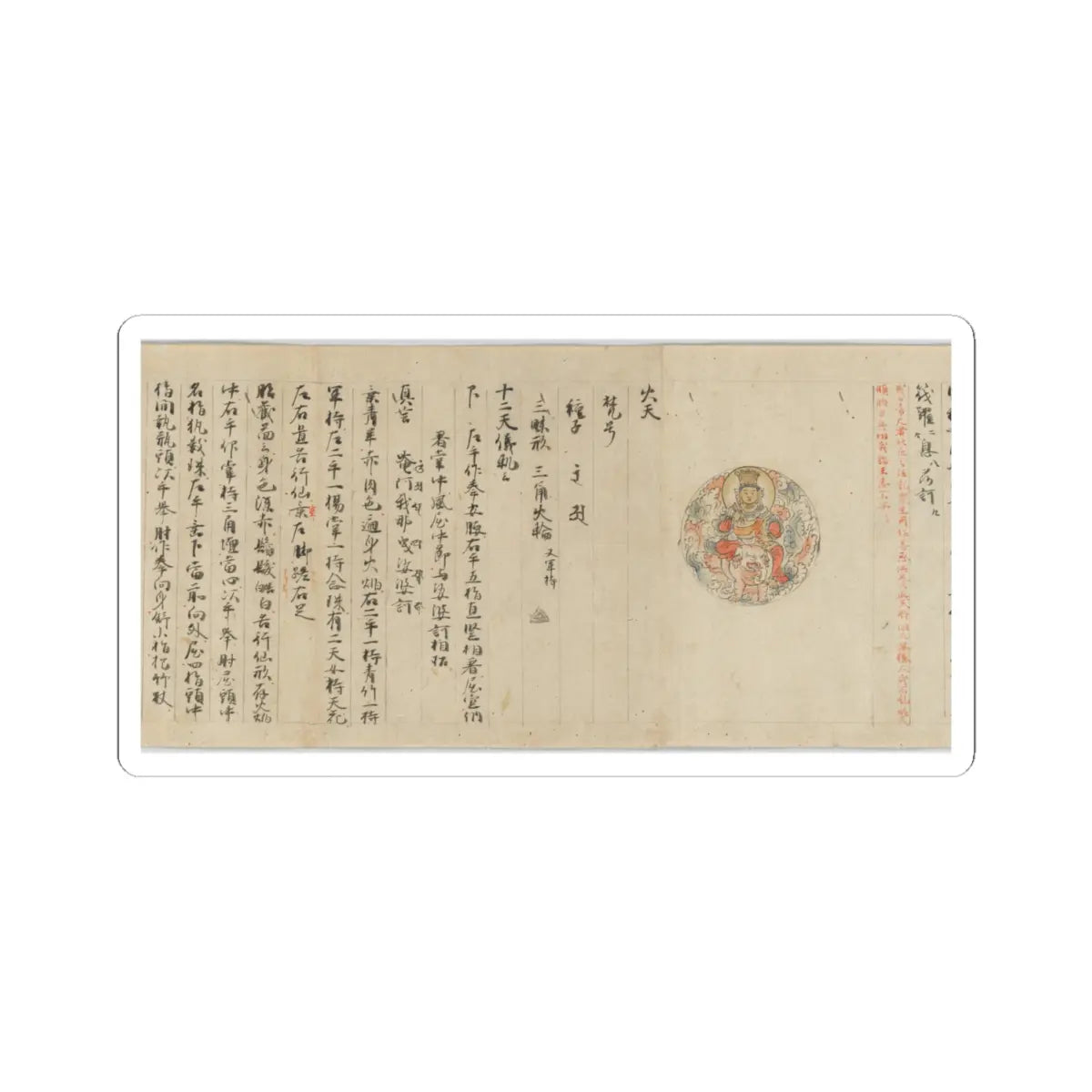 unknown - Scroll 9 of Collected Iconography (Zuzōshō)- Ten (Devas) - 13th century v21 - STICKER Vinyl Kiss-Cut Decal