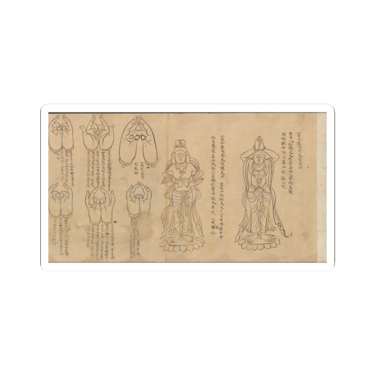 unknown - Scroll of Mudras - 11th–12th century v2 - STICKER Vinyl Kiss-Cut Decal