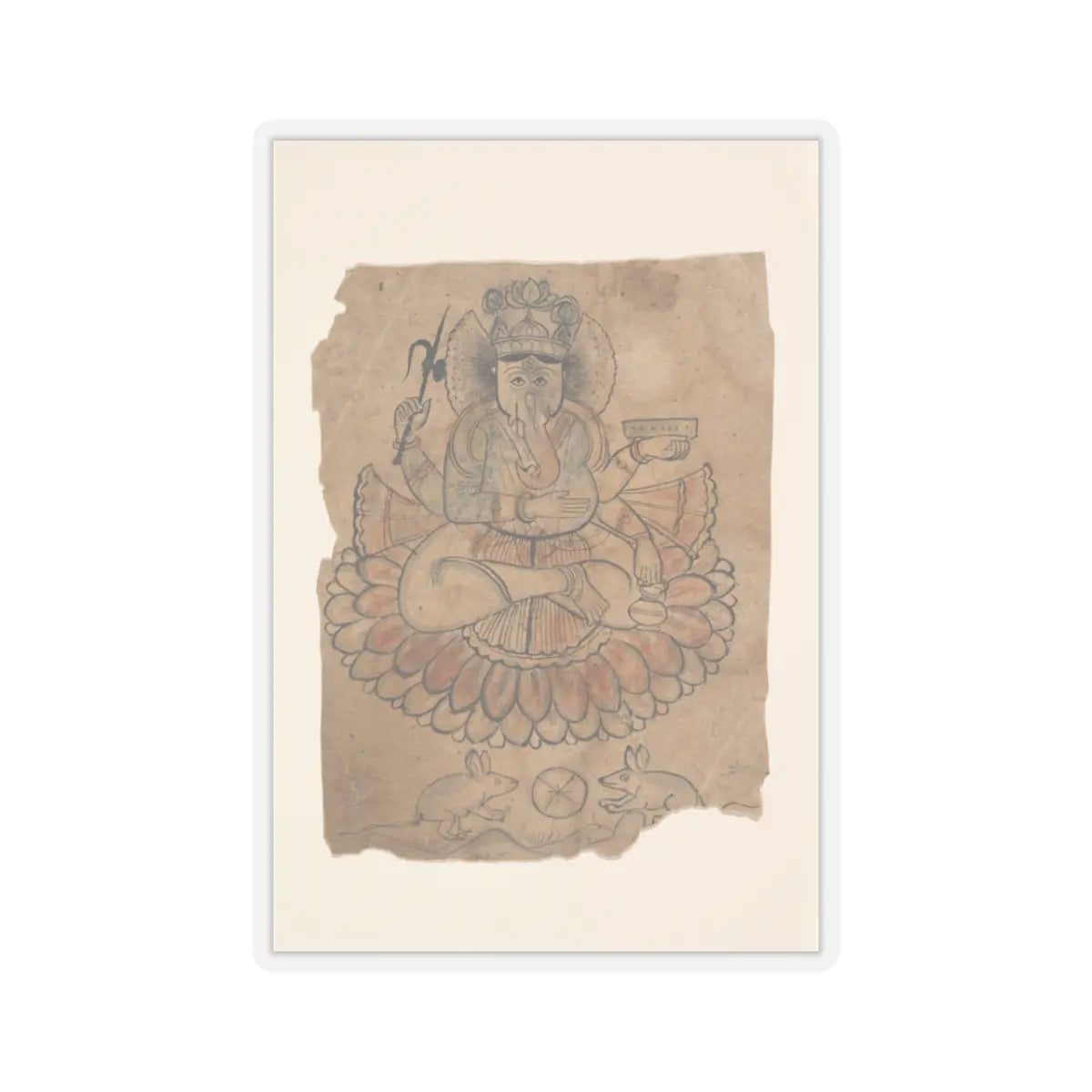 unknown - Seated Four-Armed Ganesha - ca. 1775 v1 - STICKER Vinyl Kiss-Cut Decal