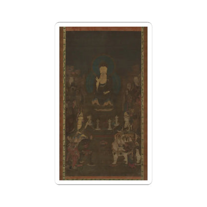 unknown - Shaka (Shakyamuni), the Historical Buddha, with Two Attendant Bodhisattvas and the Ten - early 14th century v1 - STICKER Vinyl Kiss-Cut Decal