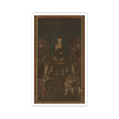 unknown - Shaka (Shakyamuni), the Historical Buddha, with Two Attendant Bodhisattvas and the Ten - early 14th century v1 - STICKER Vinyl Kiss-Cut Decal
