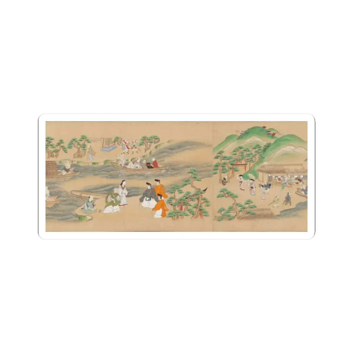 unknown - Six Noh Performances in Scenes from Daily Life - late 17th–early 18th century v8 - STICKER Vinyl Kiss-Cut Decal