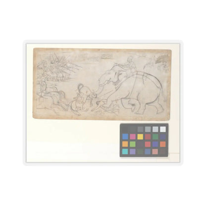 unknown - Skirmish with an Elephant - ca. 1800 v1 - STICKER Vinyl Kiss-Cut Decal