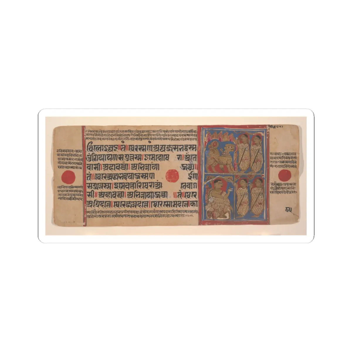 unknown - Sthulabhadra as a Lion in a Cave With His Sisters (top) - Sthulabhadra's Sisters Before - 15th century v2 - STICKER Vinyl Kiss-Cut Decal