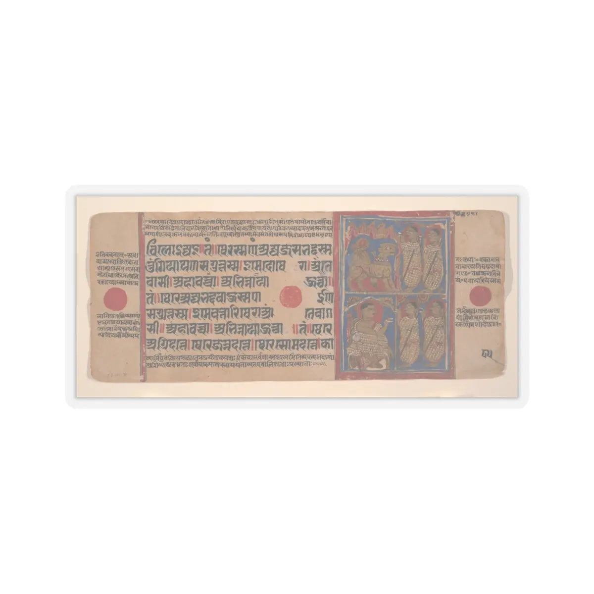 unknown - Sthulabhadra as a Lion in a Cave With His Sisters (top) - Sthulabhadra's Sisters Before - 15th century v2 - STICKER Vinyl Kiss-Cut Decal