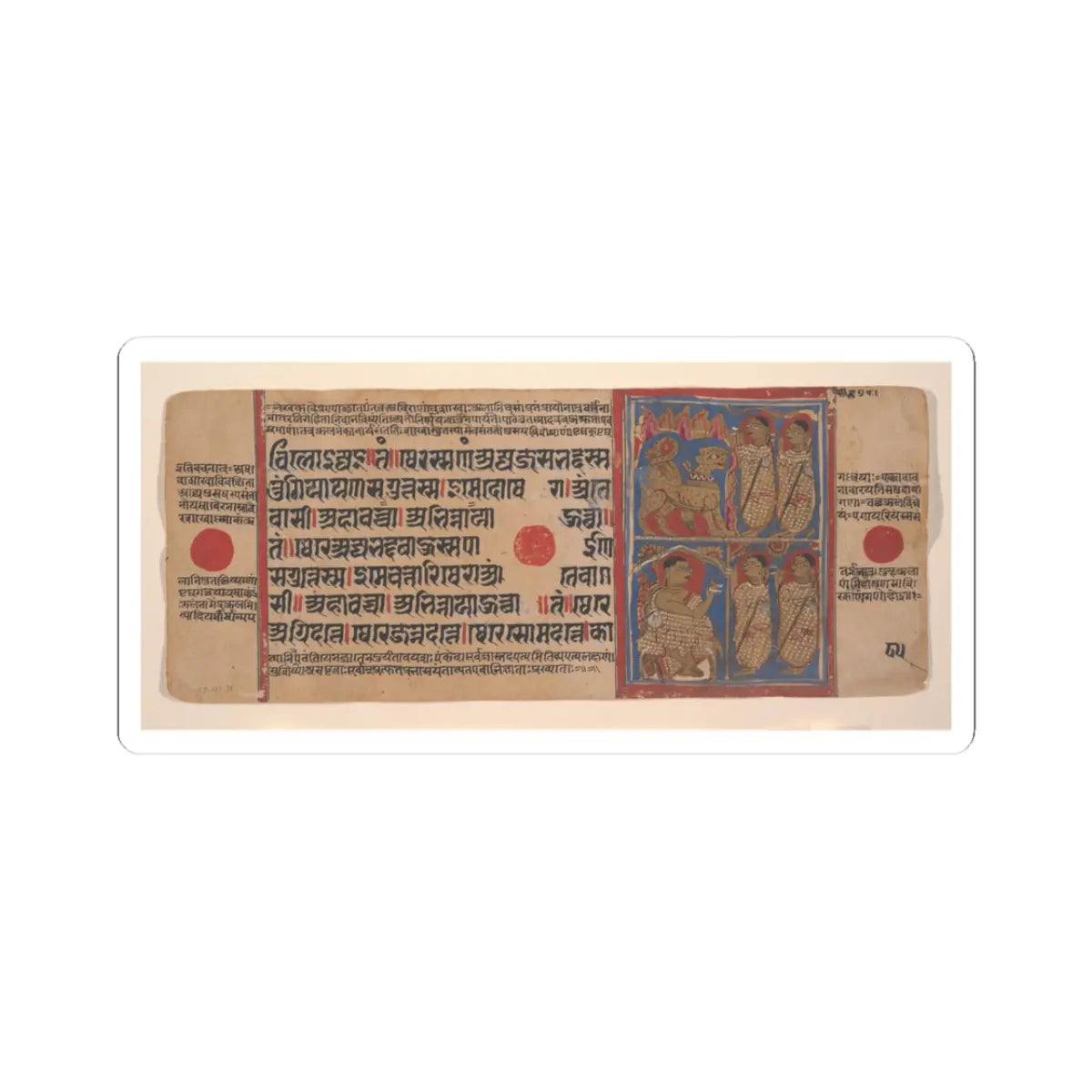 unknown - Sthulabhadra as a Lion in a Cave With His Sisters (top) - Sthulabhadra's Sisters Before - 15th century v2 - STICKER Vinyl Kiss-Cut Decal
