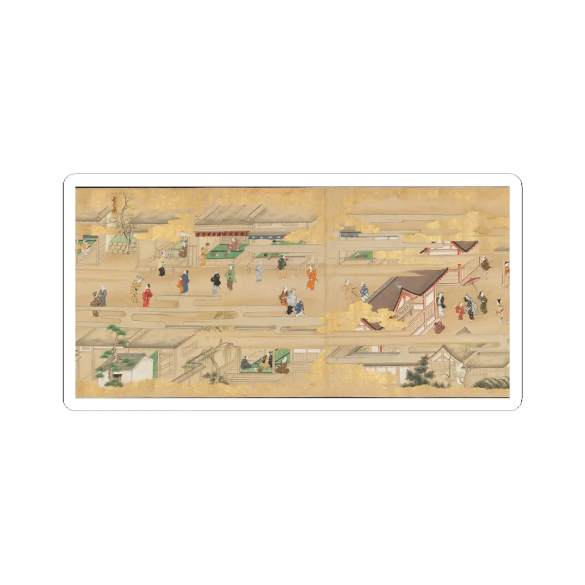 unknown - Street Scenes in Kyoto - late 17th century v3 - STICKER Vinyl Kiss-Cut Decal