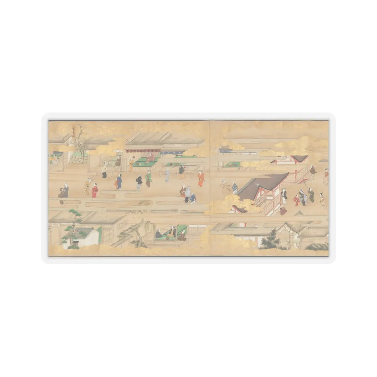 unknown - Street Scenes in Kyoto - late 17th century v3 - STICKER Vinyl Kiss-Cut Decal