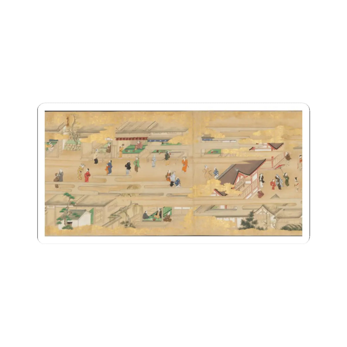 unknown - Street Scenes in Kyoto - late 17th century v3 - STICKER Vinyl Kiss-Cut Decal