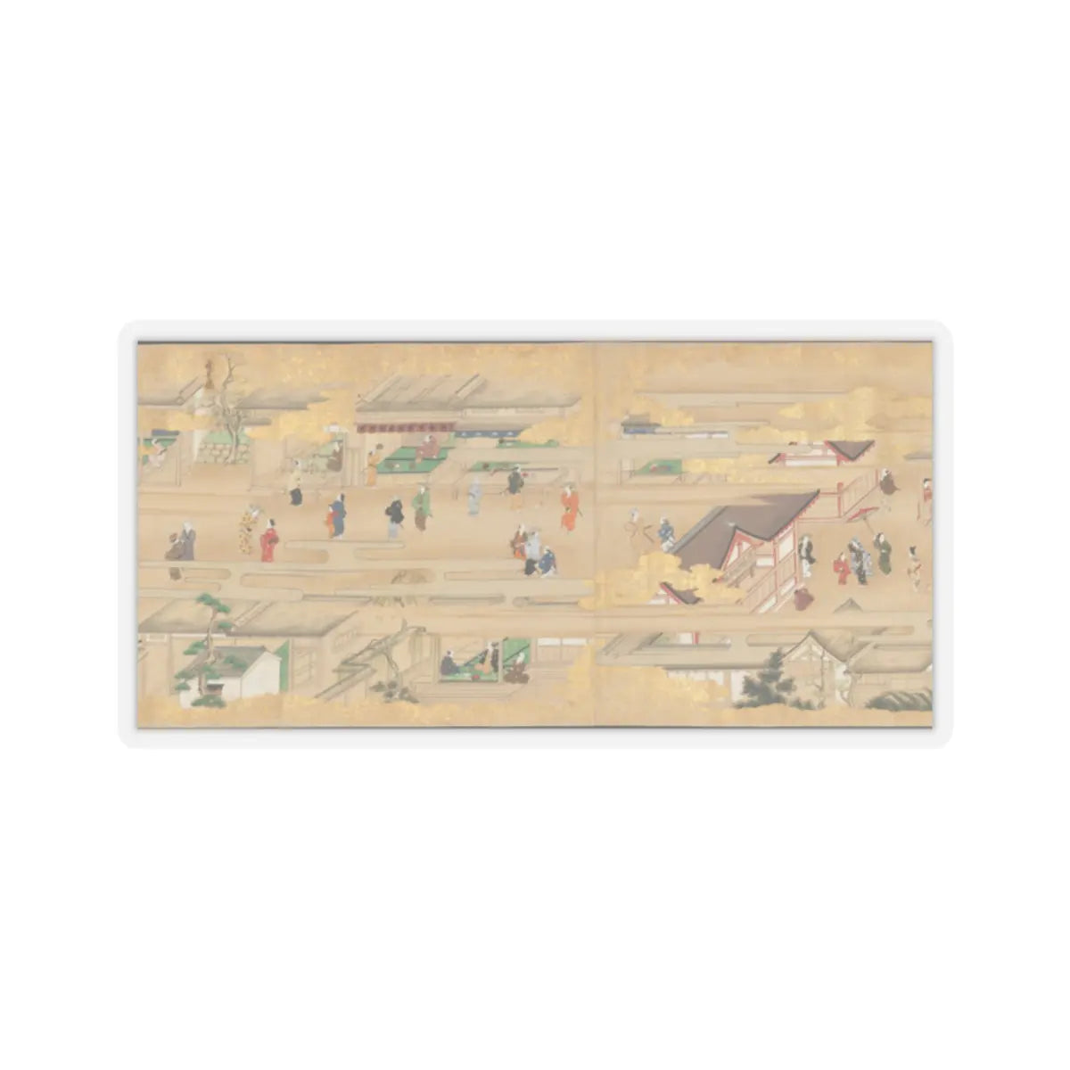 unknown - Street Scenes in Kyoto - late 17th century v3 - STICKER Vinyl Kiss-Cut Decal