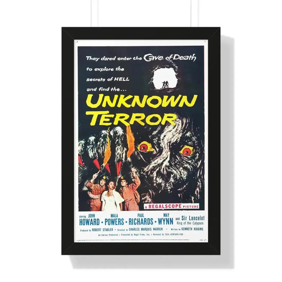 UNKNOWN TERROR 1957 - Framed Movie Poster 16″ x 24″ Black - The Sticker Space