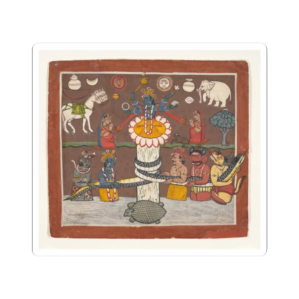 unknown - The Churning of the Ocean of Milk - ca. 1780–90 v1 - STICKER Vinyl Kiss-Cut Decal
