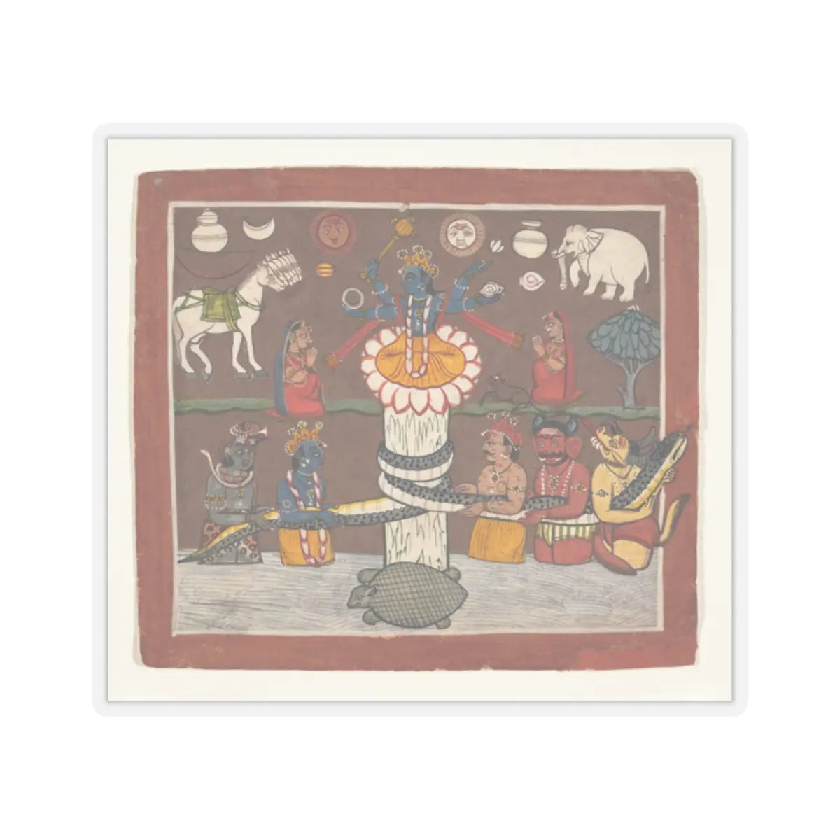 unknown - The Churning of the Ocean of Milk - ca. 1780–90 v1 - STICKER Vinyl Kiss-Cut Decal