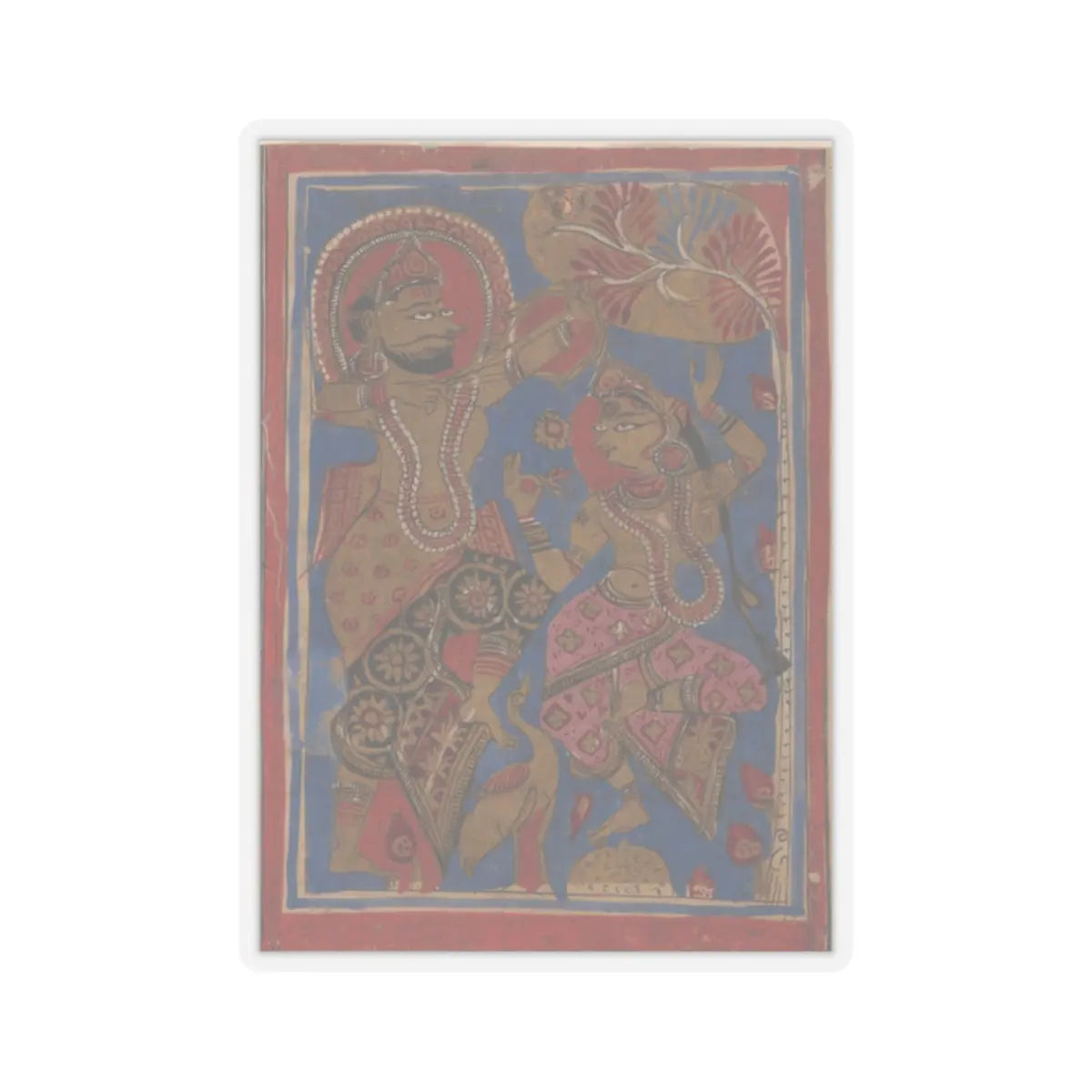 unknown - The Courtesan Kosa with the King's Charioteer- Folio from a Kalpasutra Manuscript - 15th century v1 - STICKER Vinyl Kiss-Cut Decal