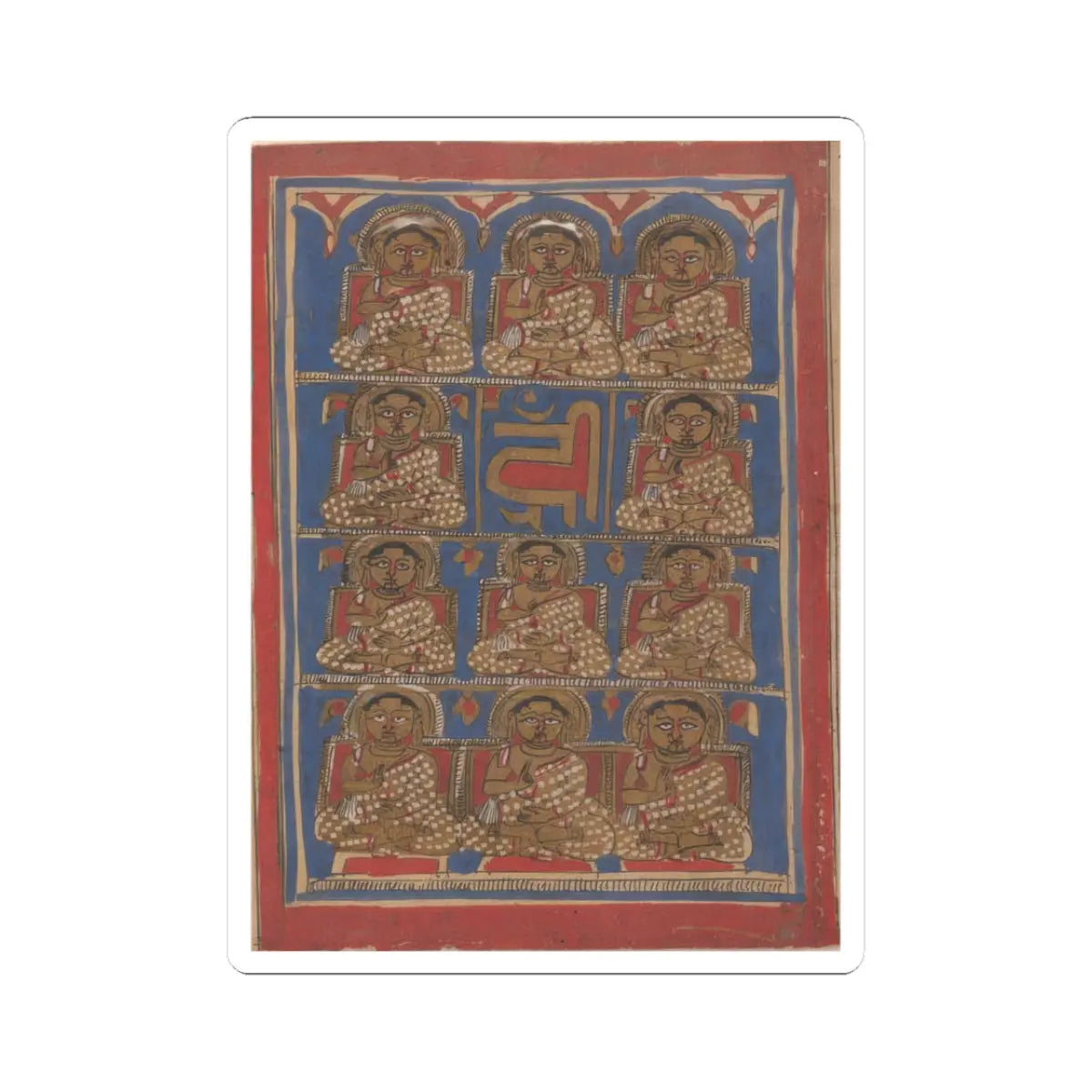unknown - The Eleven Disciples (Ganadharas) of Mahavira- Folio from a Kalpasutra Manuscript - 15th century v1 - STICKER Vinyl Kiss-Cut Decal