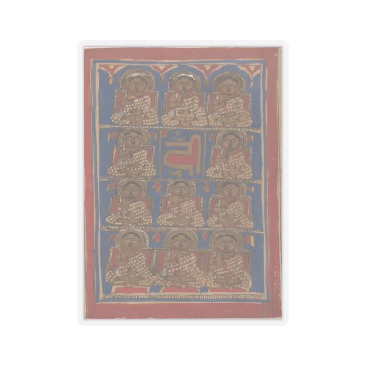 unknown - The Eleven Disciples (Ganadharas) of Mahavira- Folio from a Kalpasutra Manuscript - 15th century v1 - STICKER Vinyl Kiss-Cut Decal