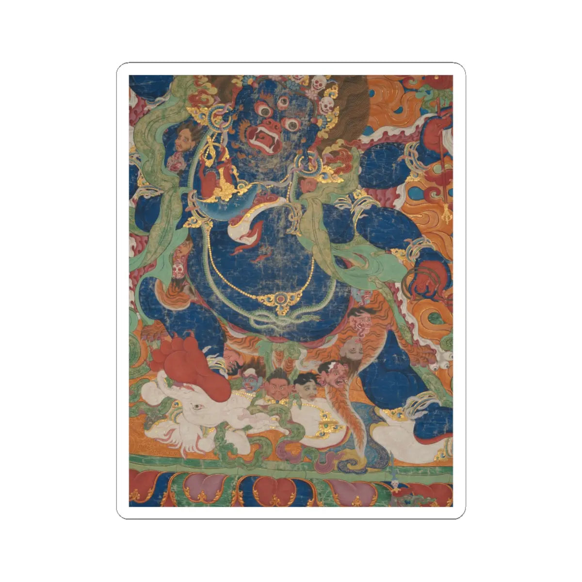 unknown - The Wrathful Protector Mahakala, Tantric Protective Form of Avalokiteshvara - early 18th century v15 - STICKER Vinyl Kiss-Cut Decal