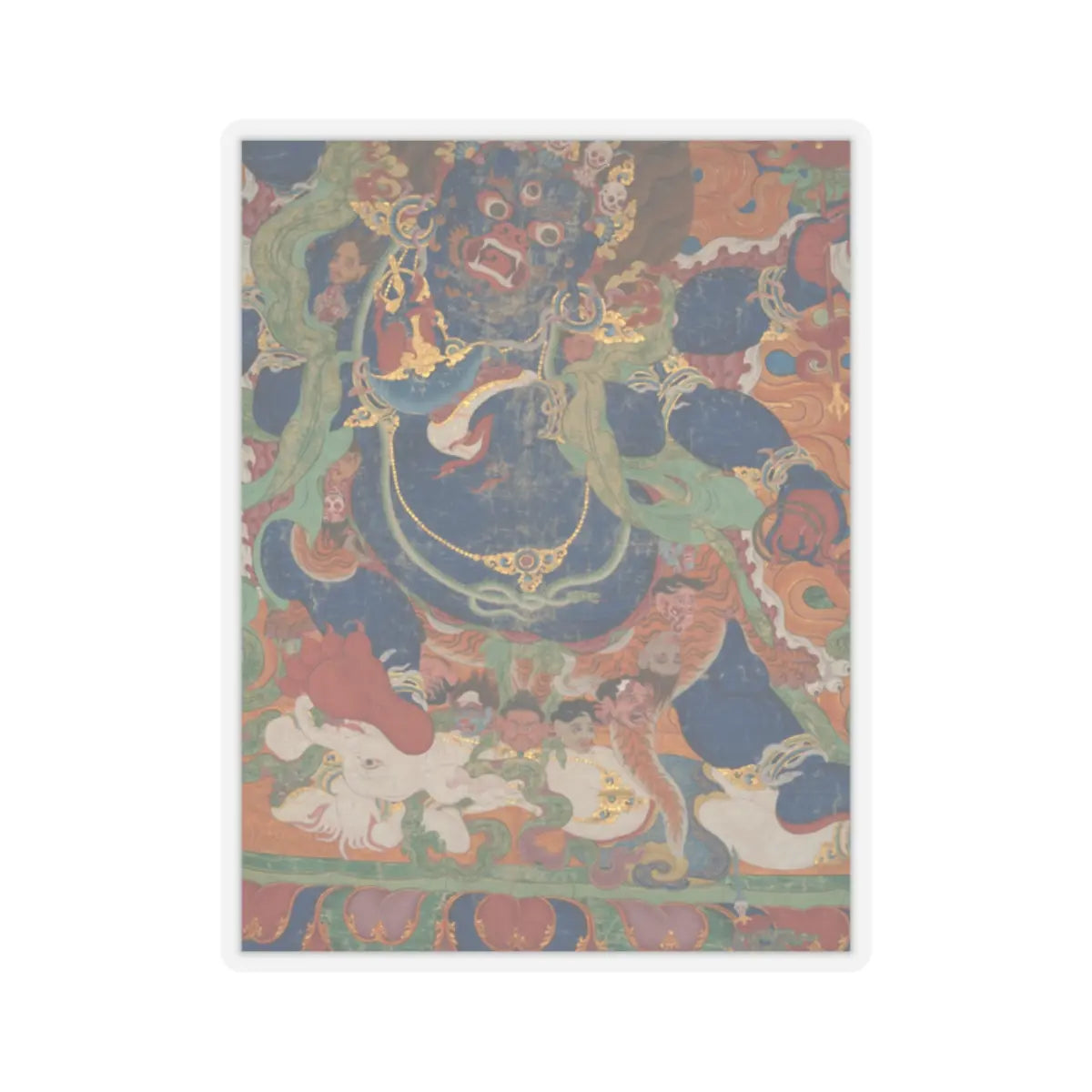 unknown - The Wrathful Protector Mahakala, Tantric Protective Form of Avalokiteshvara - early 18th century v15 - STICKER Vinyl Kiss-Cut Decal