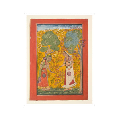 unknown - Vasanti Ragini, Page from a Ragamala Series (Garland of Musical Modes) - ca. 1710 v1 - STICKER Vinyl Kiss-Cut Decal
