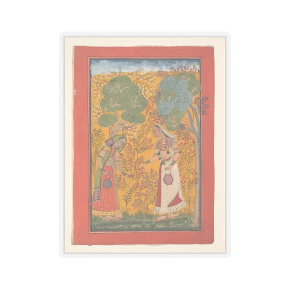 unknown - Vasanti Ragini, Page from a Ragamala Series (Garland of Musical Modes) - ca. 1710 v1 - STICKER Vinyl Kiss-Cut Decal