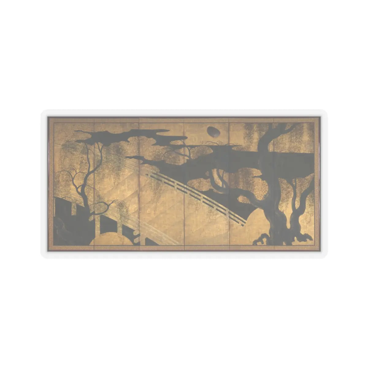 unknown - Willows and Bridge - early 17th century v1 - STICKER Vinyl Kiss-Cut Decal