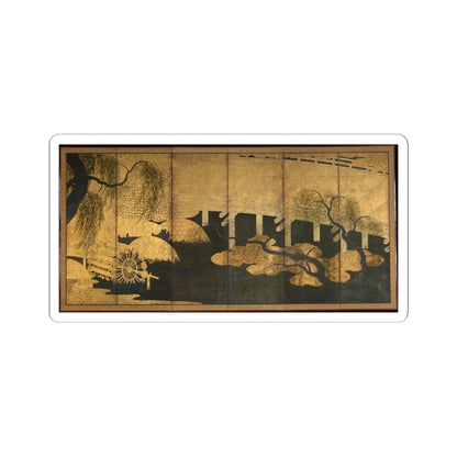 unknown - Willows and Bridge - early 17th century v2 - STICKER Vinyl Kiss-Cut Decal
