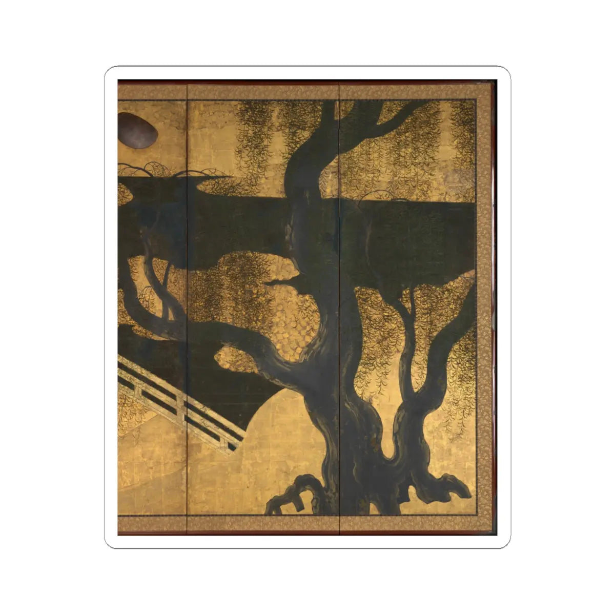 unknown - Willows and Bridge - early 17th century v5 - STICKER Vinyl Kiss-Cut Decal