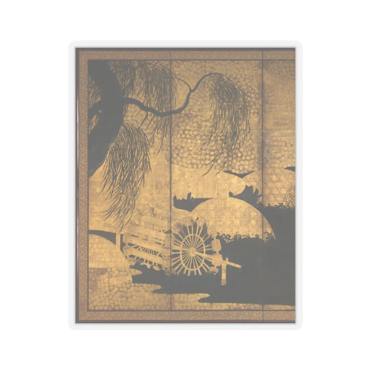 unknown - Willows and Bridge - early 17th century v6 - STICKER Vinyl Kiss-Cut Decal