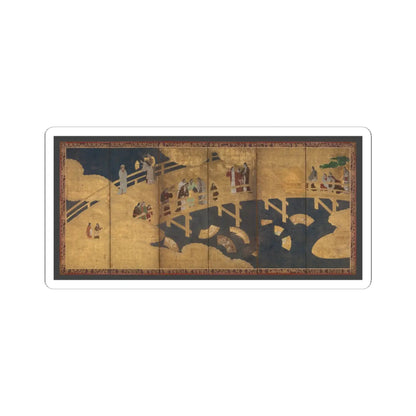 unknown - Women on a Bridge Tossing Fans into a River - early 17th century v1 - STICKER Vinyl Kiss-Cut Decal