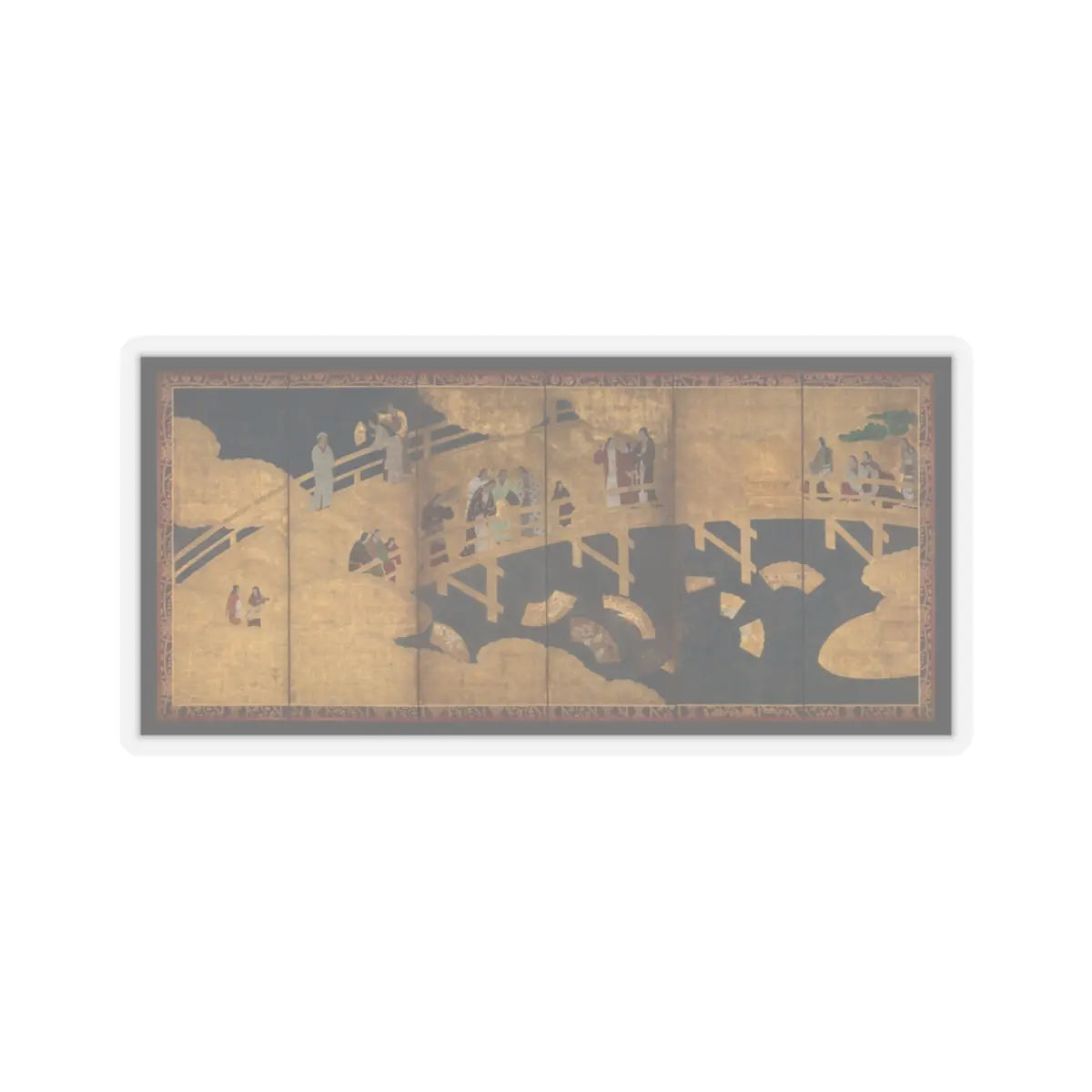 unknown - Women on a Bridge Tossing Fans into a River - early 17th century v1 - STICKER Vinyl Kiss-Cut Decal