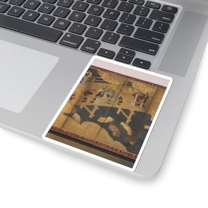 unknown - Women on a Bridge Tossing Fans into a River - early 17th century v3 - STICKER Vinyl Kiss-Cut Decal