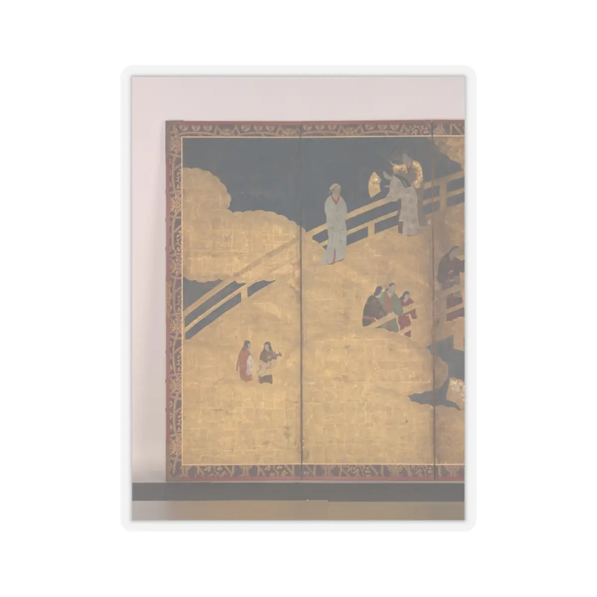 unknown - Women on a Bridge Tossing Fans into a River - early 17th century v4 - STICKER Vinyl Kiss-Cut Decal