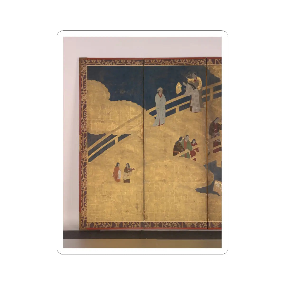 unknown - Women on a Bridge Tossing Fans into a River - early 17th century v4 - STICKER Vinyl Kiss-Cut Decal