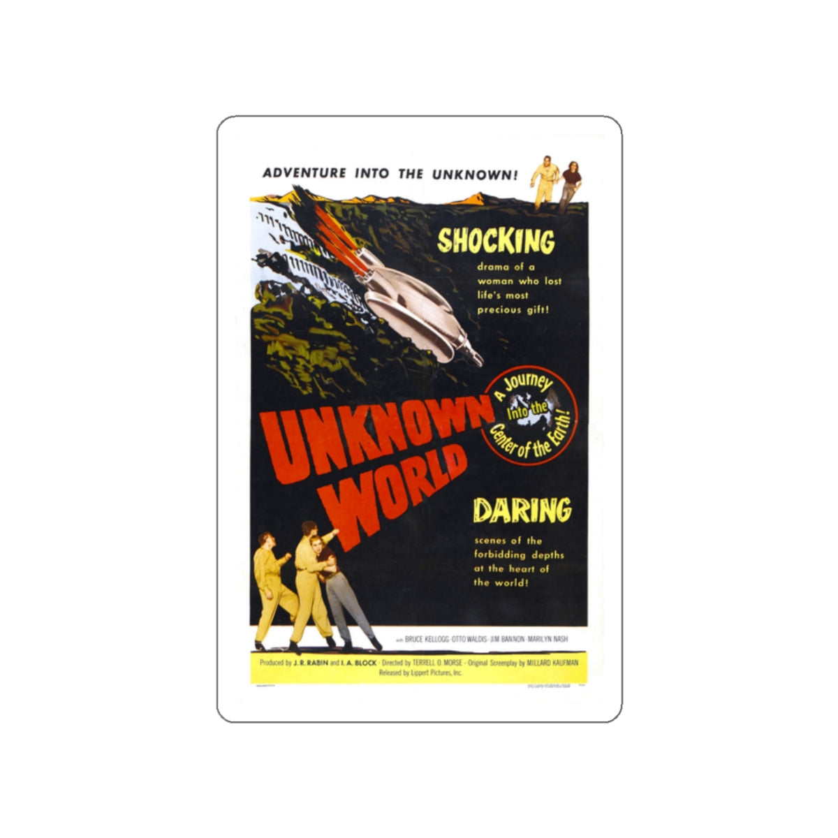 UNKNOWN WORLD 1951 Movie Poster STICKER Vinyl Die-Cut Decal-White-The Sticker Space