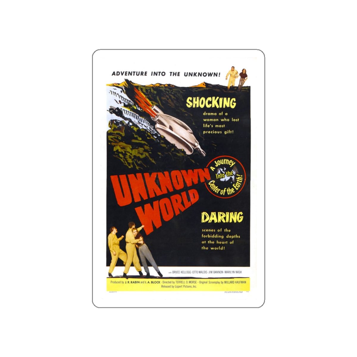 UNKNOWN WORLD 1951 Movie Poster STICKER Vinyl Die-Cut Decal-White-The Sticker Space