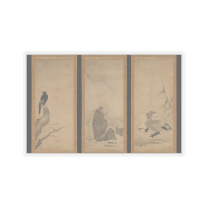 Unkoku Tōeki - Monk Zhaozhou and Dog, with Geese and Mynah - first half 17th century v1 - STICKER Vinyl Kiss-Cut Decal