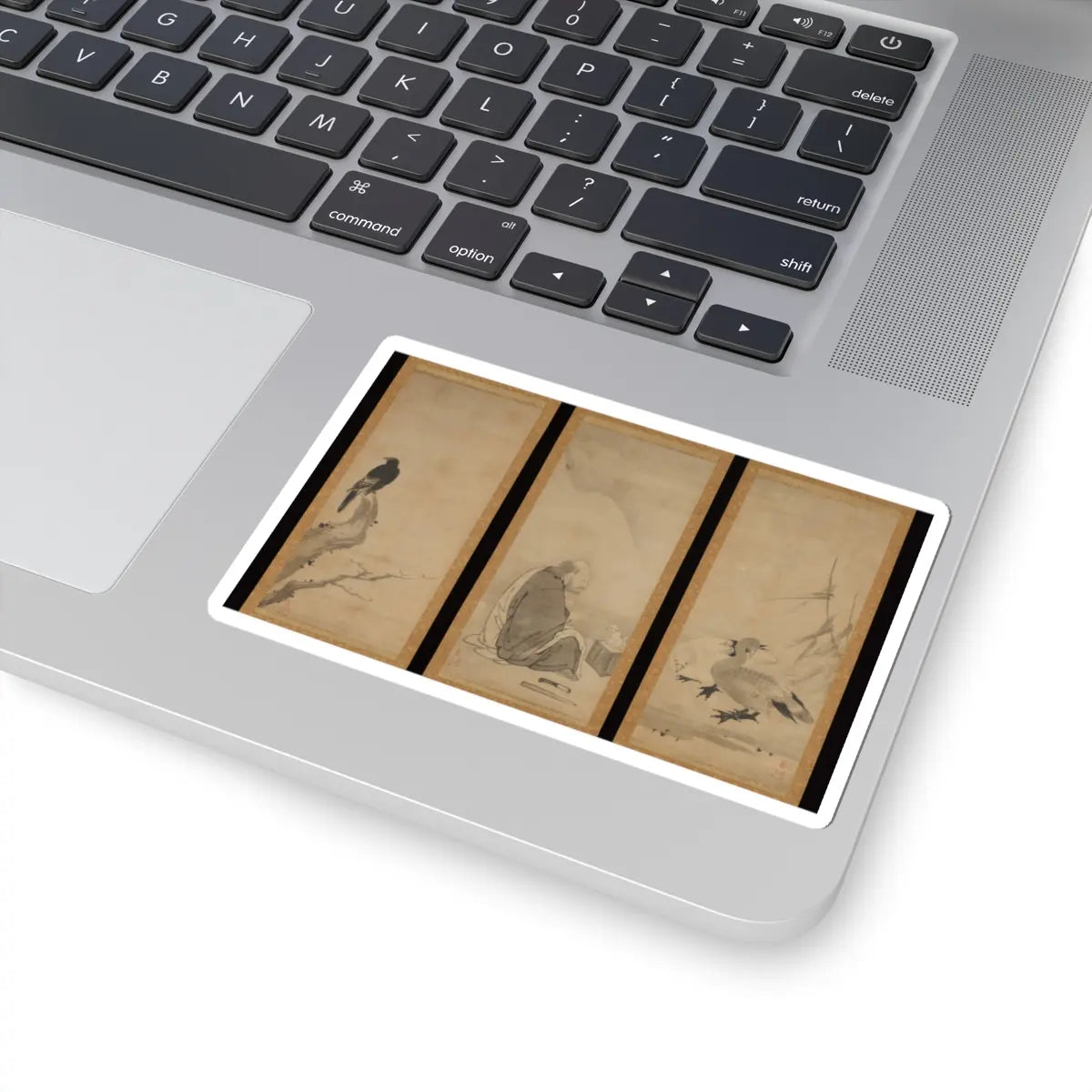 Unkoku Tōeki - Monk Zhaozhou and Dog, with Geese and Mynah - first half 17th century v1 - STICKER Vinyl Kiss-Cut Decal
