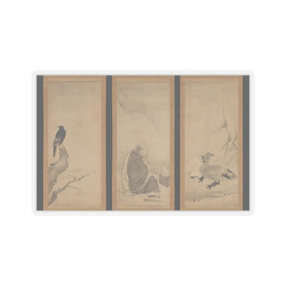 Unkoku Tōeki - Monk Zhaozhou and Dog, with Geese and Mynah - first half 17th century v1 - STICKER Vinyl Kiss-Cut Decal