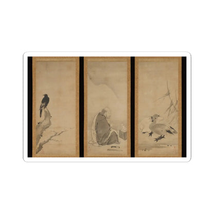 Unkoku Tōeki - Monk Zhaozhou and Dog, with Geese and Mynah - first half 17th century v1 - STICKER Vinyl Kiss-Cut Decal