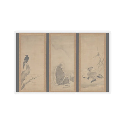 Unkoku Tōeki - Monk Zhaozhou and Dog, with Geese and Mynah - first half 17th century v1 - STICKER Vinyl Kiss-Cut Decal
