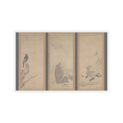Unkoku Tōeki - Monk Zhaozhou and Dog, with Geese and Mynah - first half 17th century v1 - STICKER Vinyl Kiss-Cut Decal