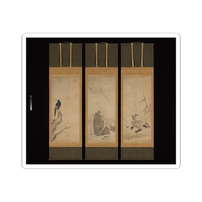 Unkoku Tōeki - Monk Zhaozhou and Dog, with Geese and Mynah - first half 17th century v2 - STICKER Vinyl Kiss-Cut Decal