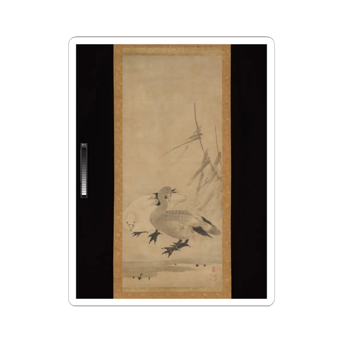 Unkoku Tōeki - Monk Zhaozhou and Dog, with Geese and Mynah - first half 17th century v3 - STICKER Vinyl Kiss-Cut Decal