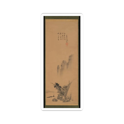 Unkoku Tōeki - Zen Master with Meditation Staff, and Chinese-Style Landscapes - probably late 1620s–1644 v2 - STICKER Vinyl Kiss-Cut Decal
