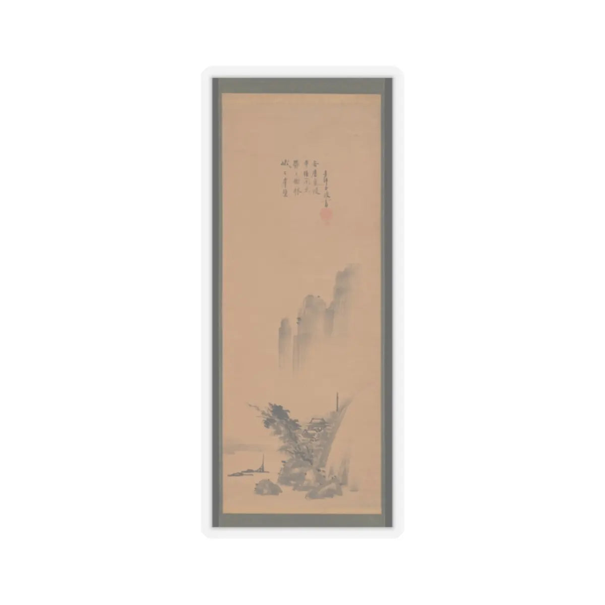 Unkoku Tōeki - Zen Master with Meditation Staff, and Chinese-Style Landscapes - probably late 1620s–1644 v2 - STICKER Vinyl Kiss-Cut Decal