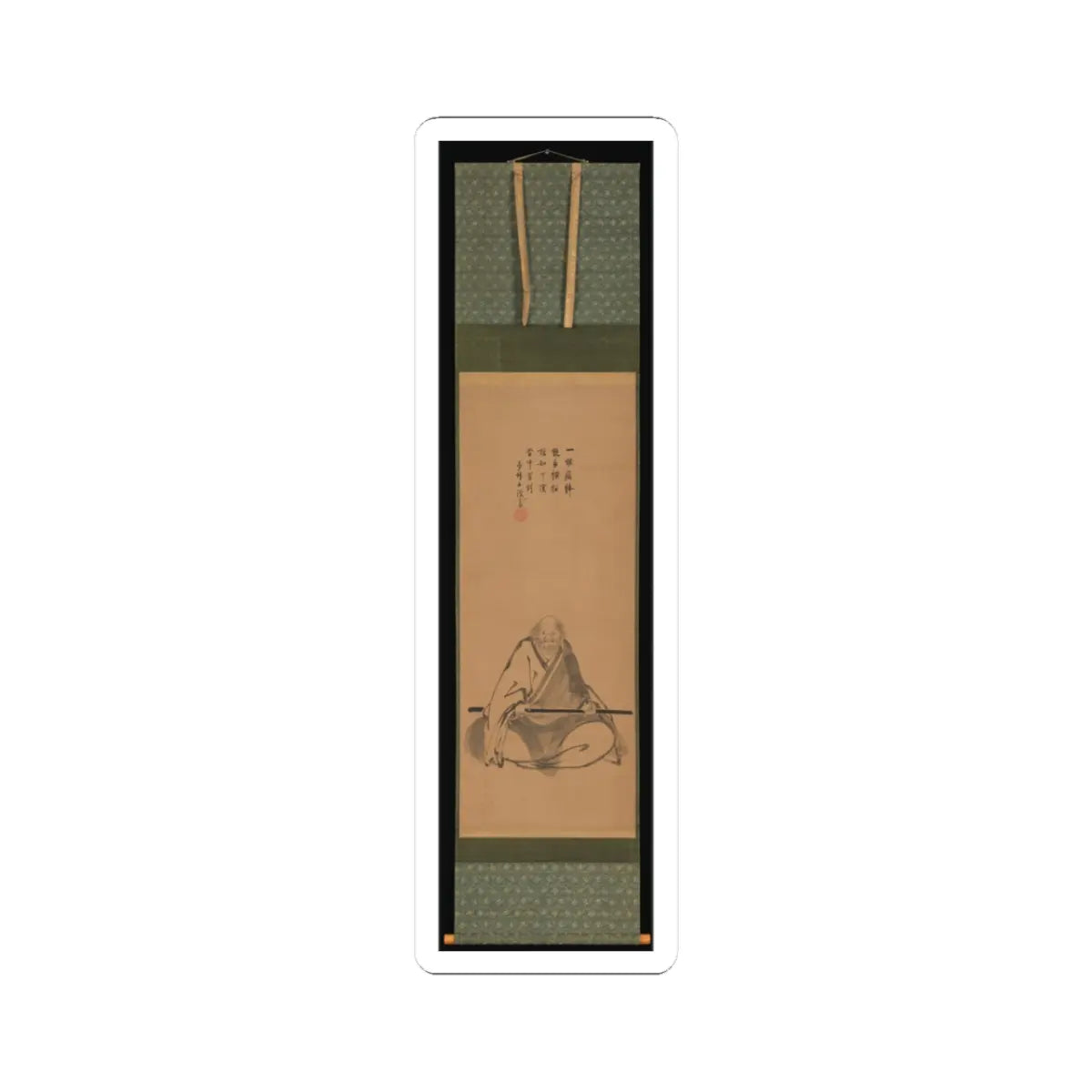 Unkoku Tōeki - Zen Master with Meditation Staff, and Chinese-Style Landscapes - probably late 1620s–1644 v5 - STICKER Vinyl Kiss-Cut Decal