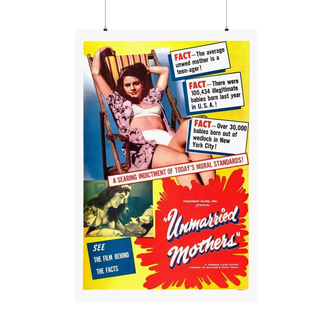 UNMARRIED MOTHERS 1953 - Paper Movie Poster 36" x 54" Matte - The Sticker Space