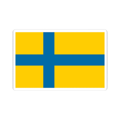 Unofficial flag of Ostergotland (Sweden) STICKER Vinyl Kiss-Cut Decal 4 Inch White - The Sticker Space