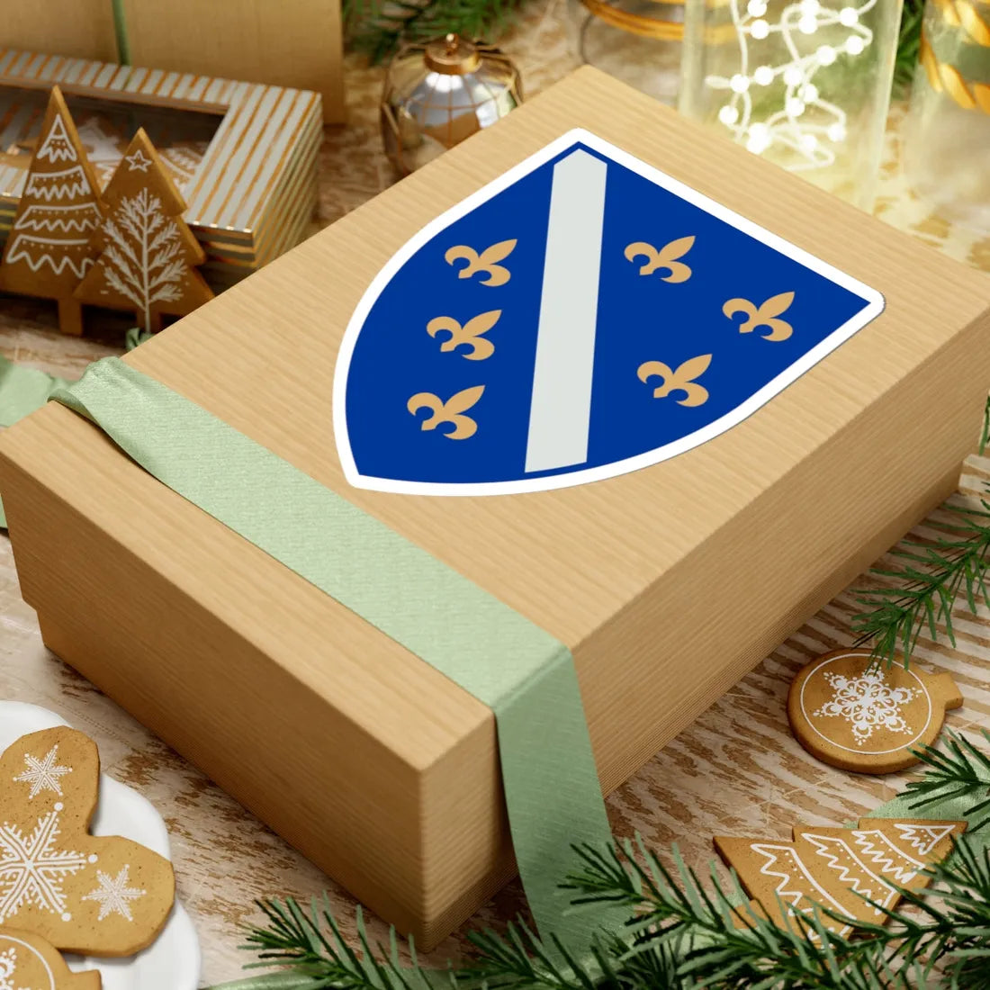 Unofficial version of the coat of arms of the Republic of Bosnia and Herzegovina 1992 - 1998 (Bosnia and Herzegovina) (Coat of Arms) STICKER Vinyl Kiss-Cut Decal - The Sticker Space